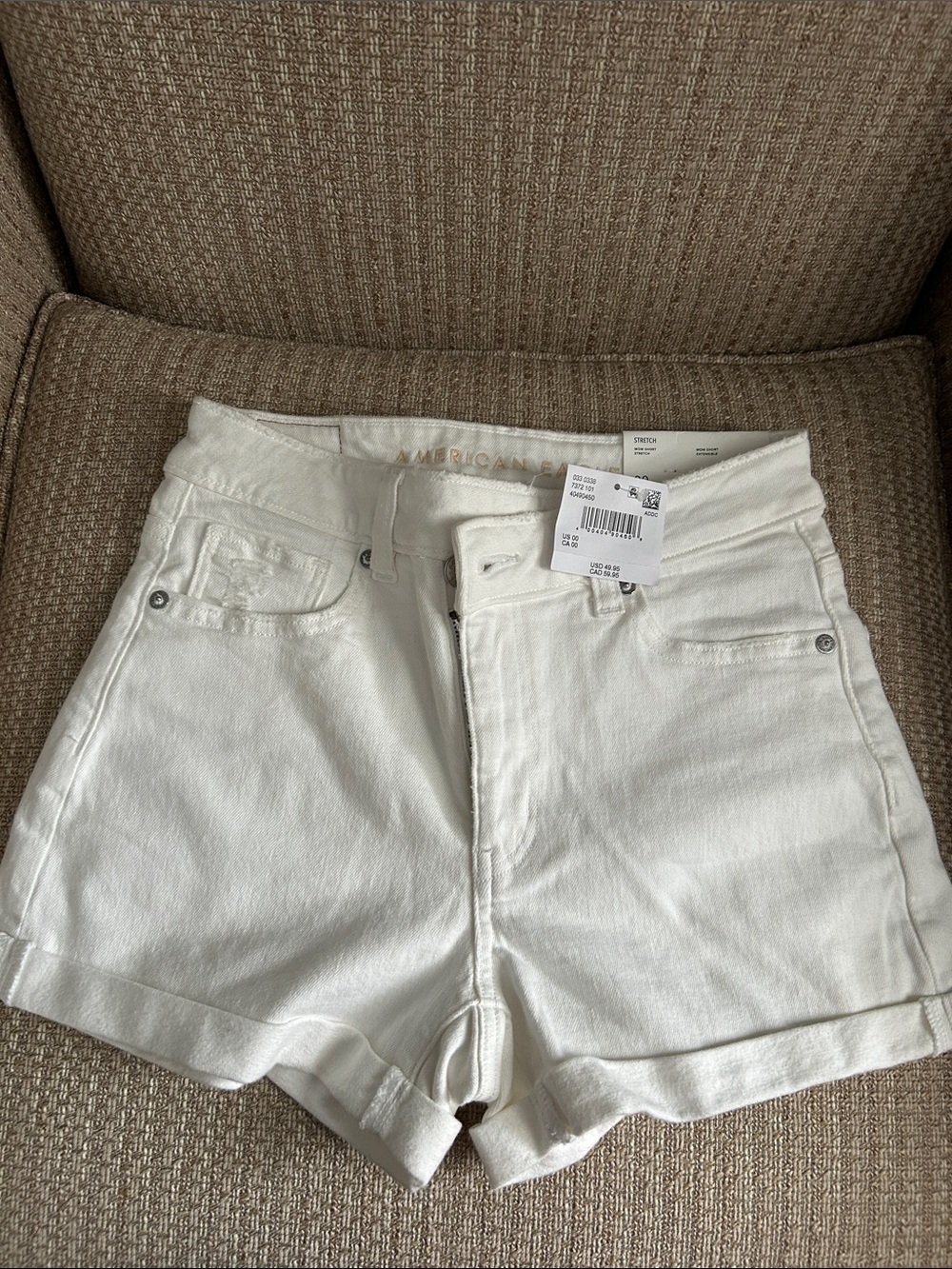 American Eagle High Rise White Jean Shorts. Size 00 24W